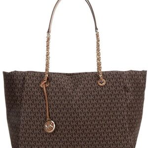 Michael KorsGeorgia Large Top Zip Tote Bag signature print canvas Brown Acorn